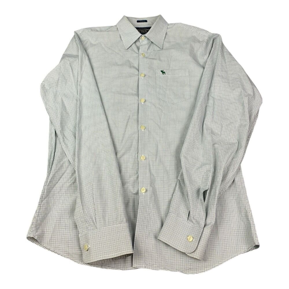 Abercrombie & Fitch Long Sleeve Button Up Muscle Shirt, Check, Men's Size XL